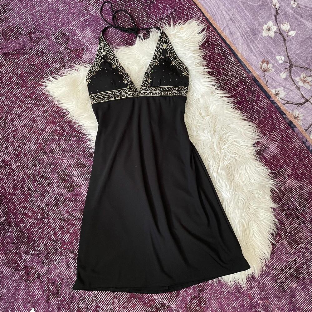 Y2K vintage 2000s beaded halter party dress fairy whimsy prom wedding guest XS/S